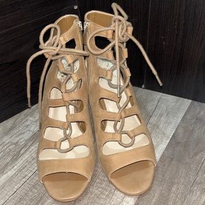 VINCE CAMUTO Caged Open Toe Booties
